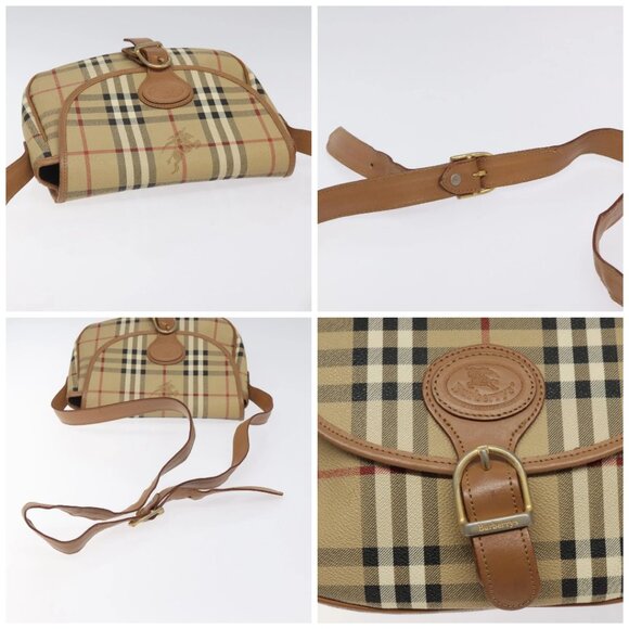 Burberrys Nova Check Shoulder Bag PVC Beige Gold Auth BA2017 - Picture 16 of 16